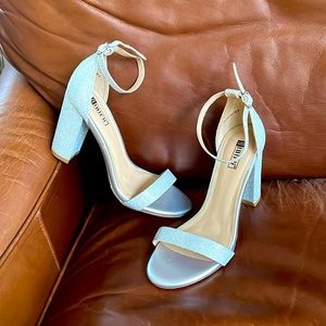 Didifu silver glitter sling back shoes-block heel sz 8